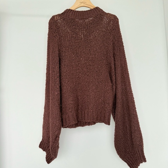 ASOS Chunky Cable Knit Sweater Brown EU 38 / US 6 Balloon Sleeve Cozy - Picture 4 of 7